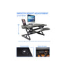 Rocelco 46'' Height Adjustable Corner Standing Desk Converter with Dual Monitor Arm BUNDLE - Quick Sit Stand Up Computer Workstation Riser - Extra Large Keyboard Tray - Black (R CADRB-46-DM2)