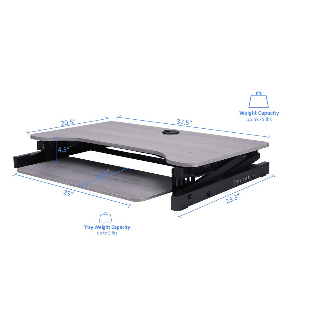 Rocelco 37.5'' Deluxe Height Adjustable Standing Desk