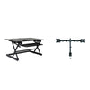 Rocelco 40'' Large Height Adjustable Standing Desk Converter with Dual Monitor Mount BUNDLE - Quick Sit Stand Up Computer Workstation Riser - Retractable Keyboard Tray - Black (R DADRB-40-DM2)