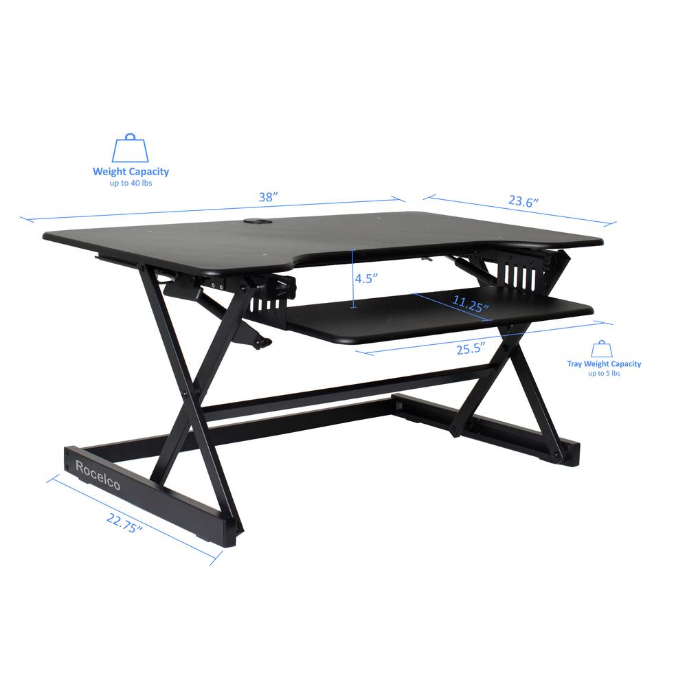 Rocelco 38'' Large Height Adjustable Standing Desk