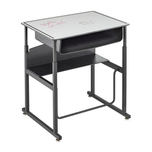 AlphaBetter® Adjustable-Height Stand-Up Desk, 28 x 20'' Premium or Dry Erase Top, Book Box and Swinging Footrest Bar - Safco