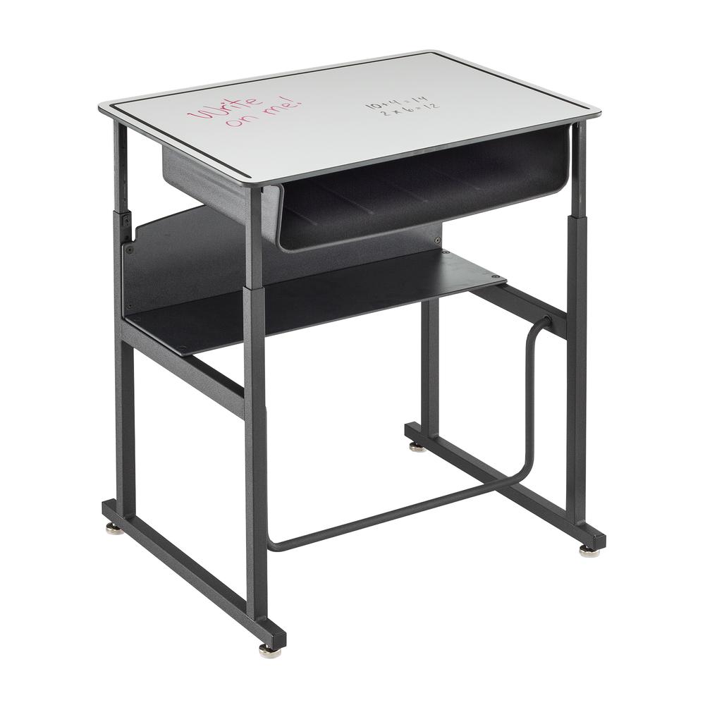 AlphaBetter® Adjustable-Height Stand-Up Desk, 28 x 20'' Premium or Dry Erase Top, Book Box and Swinging Footrest Bar - Safco