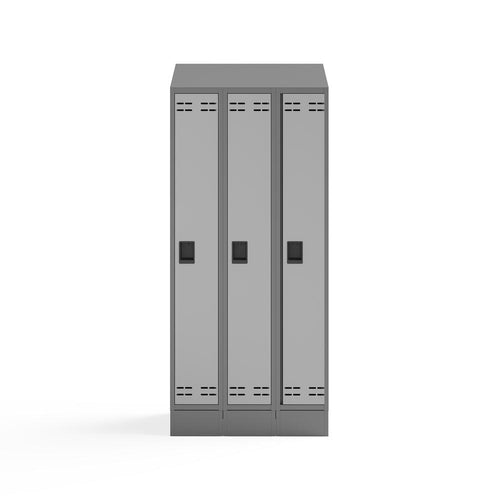 Triple Sloped Metal Locker Hood Addition 36''W x 18''D x 6''H - Gray - Safco