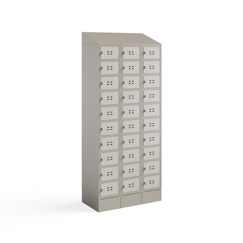 Triple Sloped Metal Locker Hood Addition 36''W x 18''D x 6''H - Tan - Safco