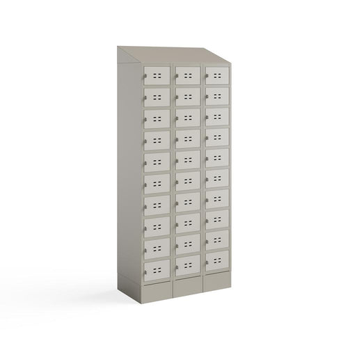Triple Sloped Metal Locker Hood Addition 36''W x 18''D x 6''H - Tan - Safco