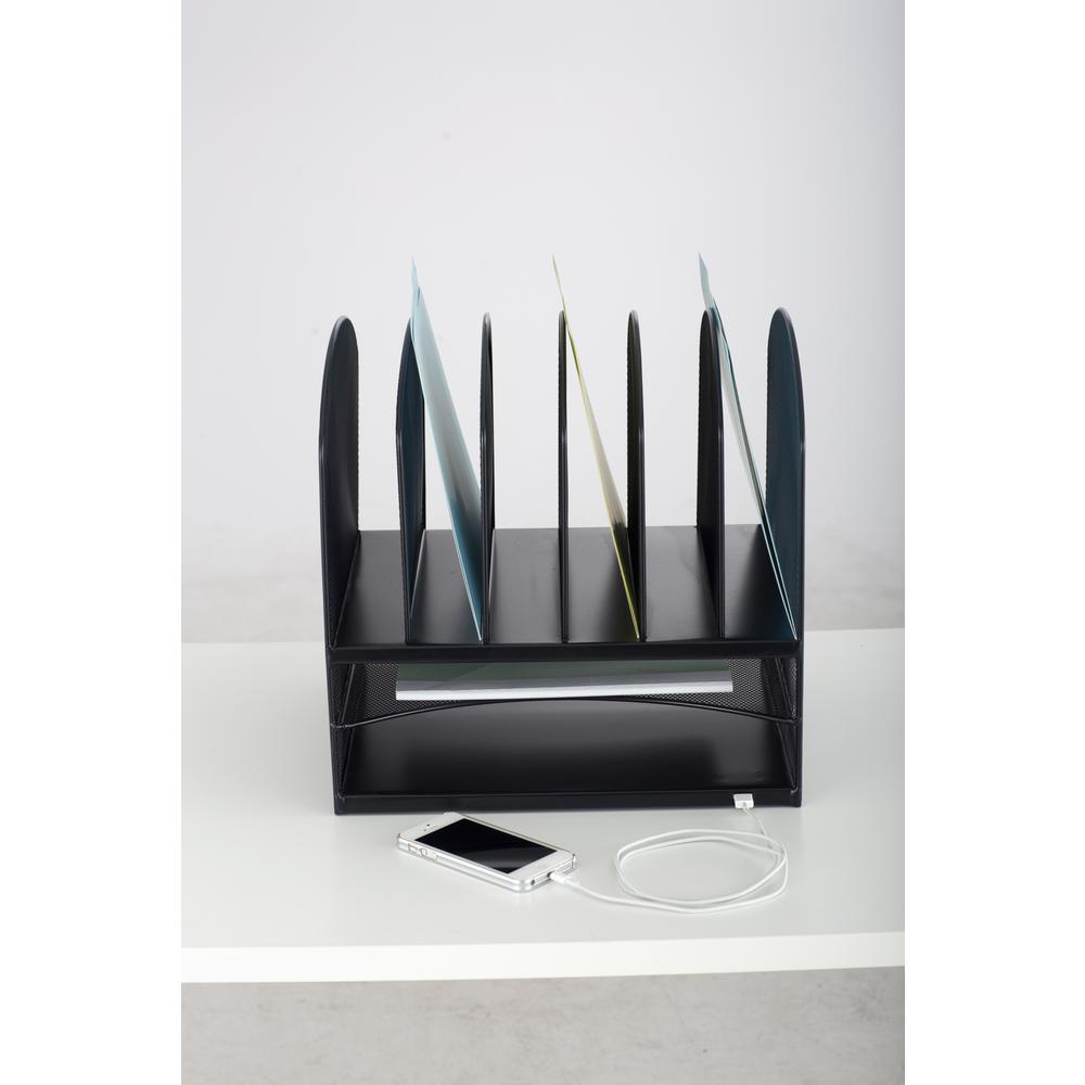 Powered Onyx™ 2 Horizontal/6 Upright Sections - Black - Safco