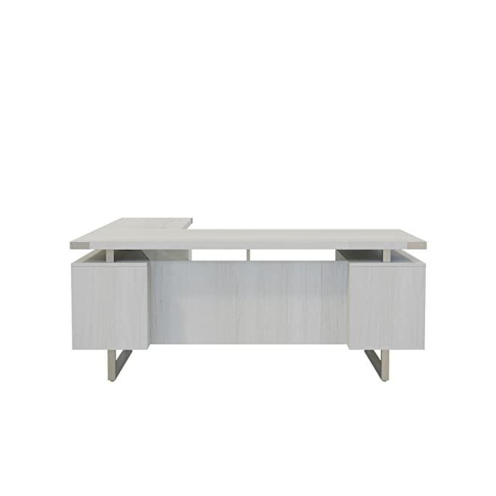 Mirella™ L-Shaped Configuration Desk, BBB/BF White Ash - Safco