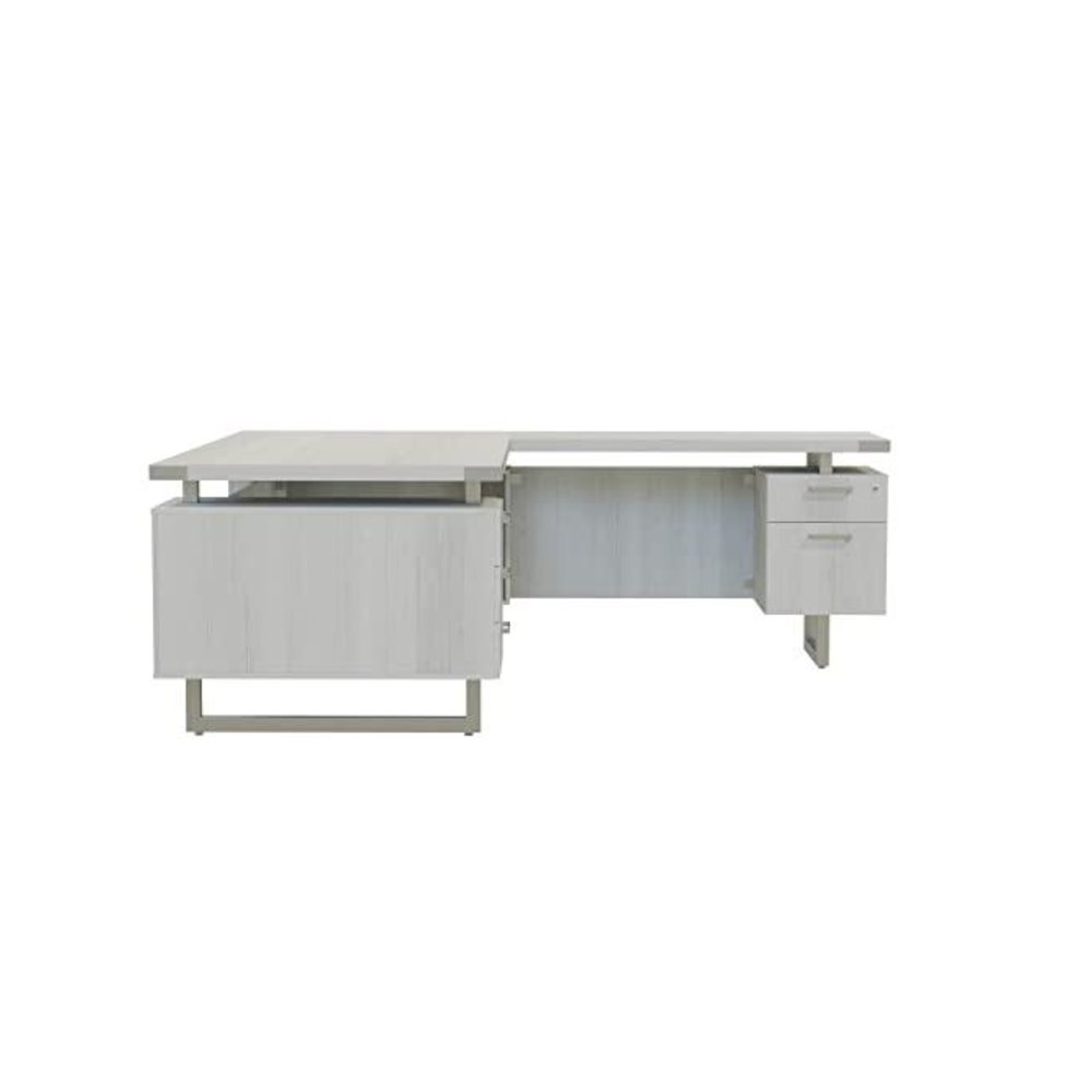 Mirella™ L-Shaped Configuration Desk, BBB/BF White Ash - Safco