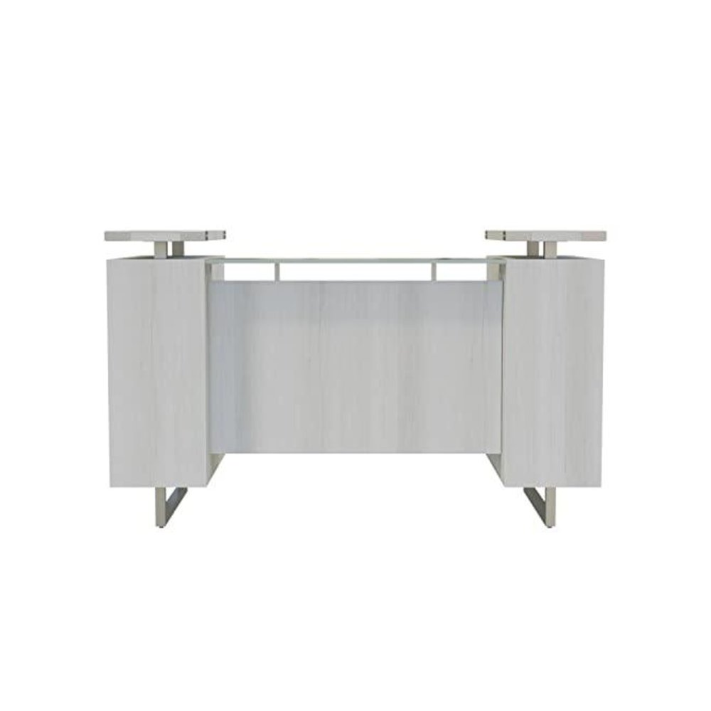 Mirella™ Reception Desk with Glass Countertop White Ash - Safco