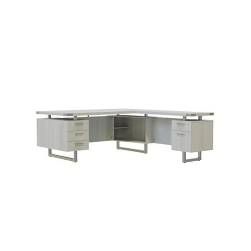 Mirella™ L-Shaped Configuration Desk, BBB/BF White Ash - Safco