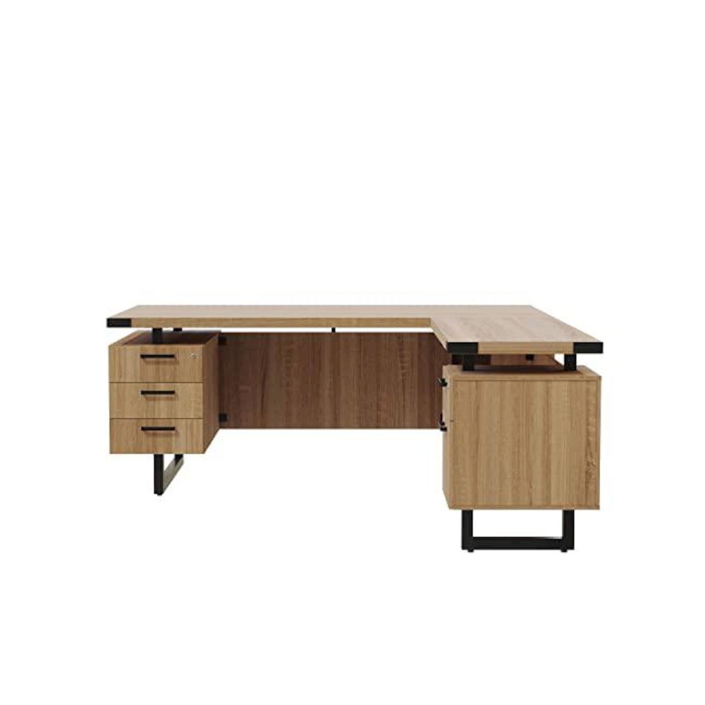 Mirella™ L-Shaped Configuration Desk, BBB/BF Sand Dune - Safco