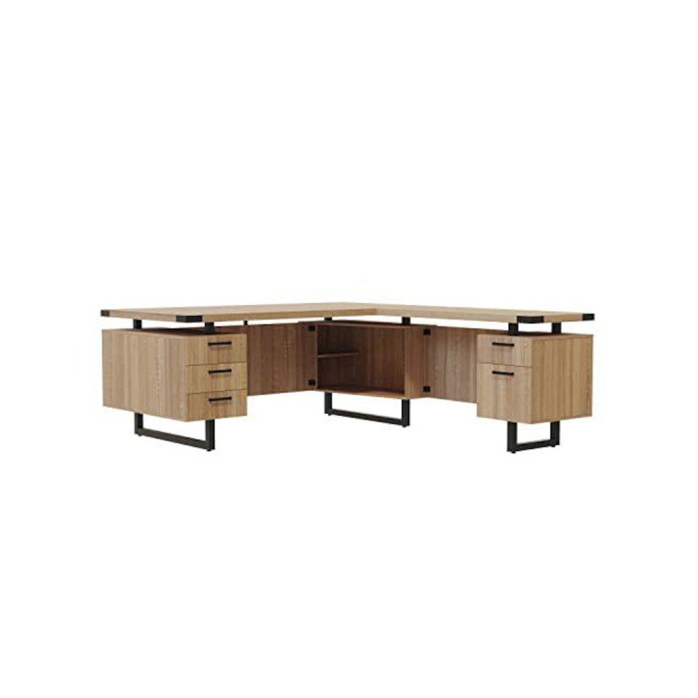 Mirella™ L-Shaped Configuration Desk, BBB/BF Sand Dune - Safco