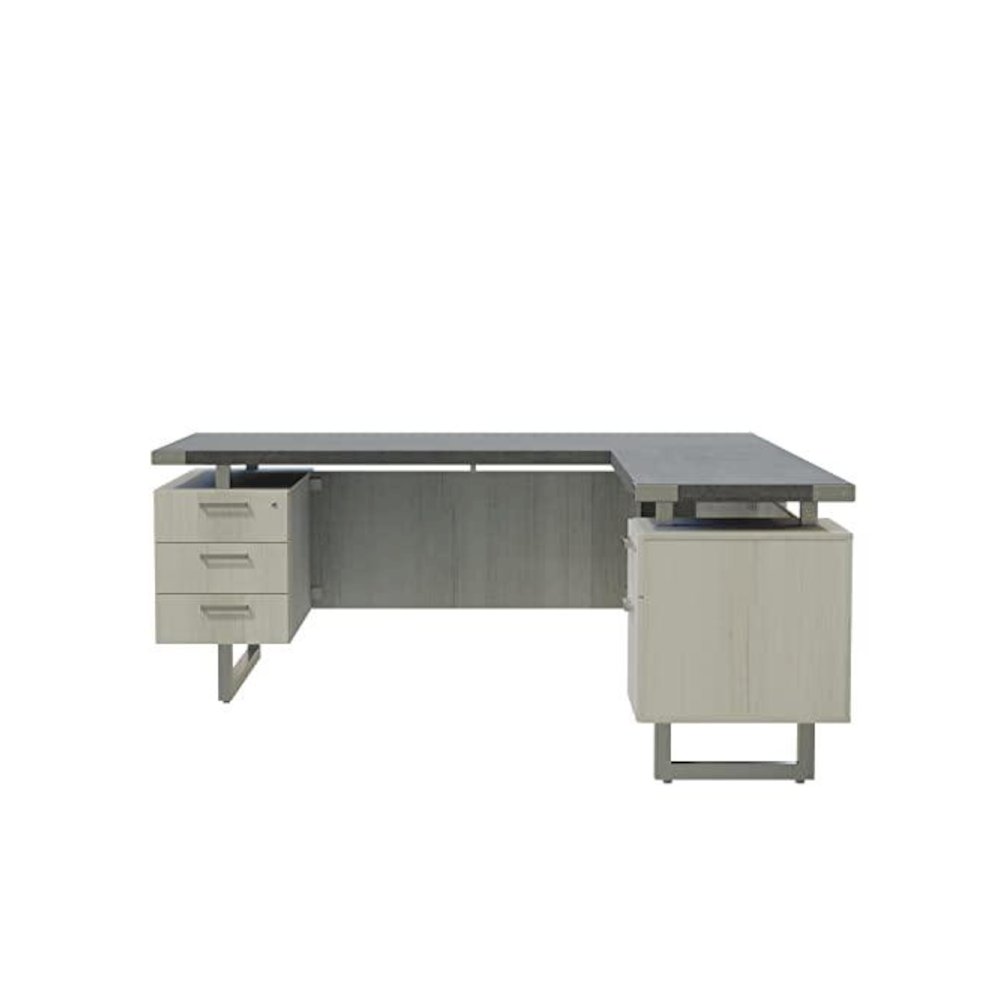 Mirella™ L-Shaped Configuration Desk, BBB/BF Stone Gray - Safco