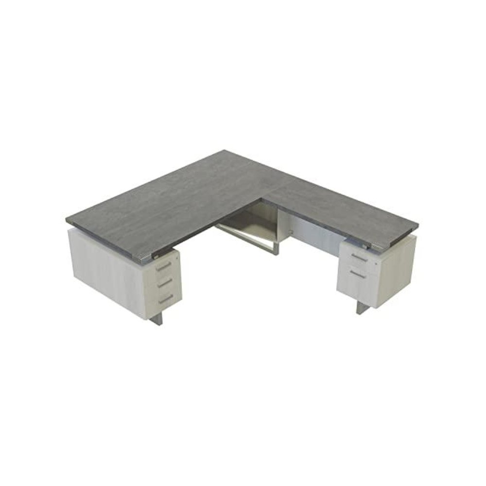Mirella™ L-Shaped Configuration Desk, BBB/BF Stone Gray - Safco