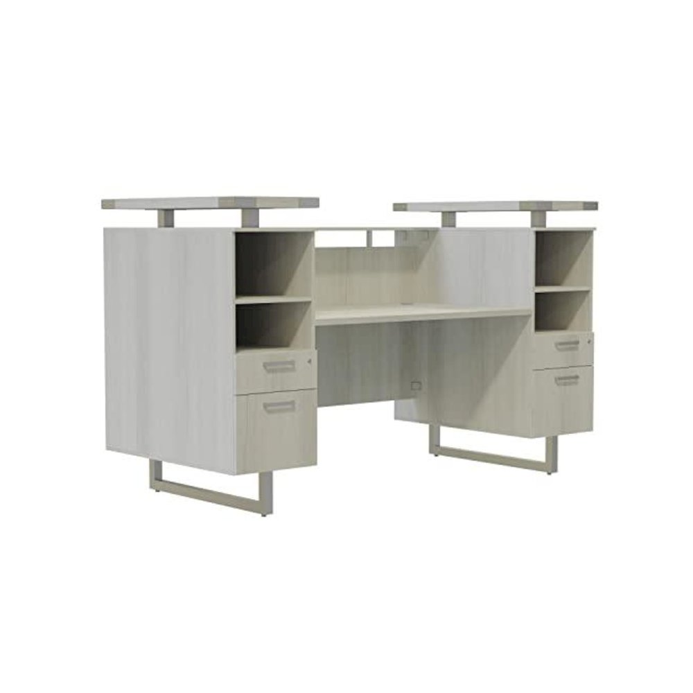 Mirella™ Reception Desk with Glass Countertop White Ash - Safco