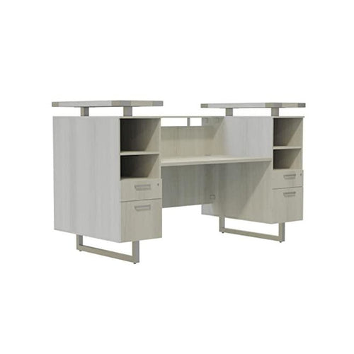 Mirella™ Reception Desk with Glass Countertop White Ash - Safco