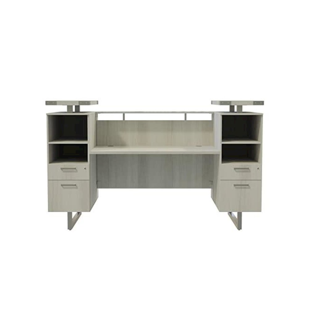 Mirella™ Reception Desk with Glass Countertop White Ash - Safco