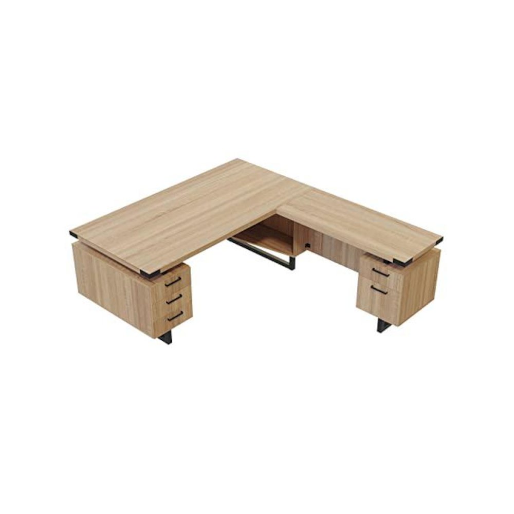 Mirella™ L-Shaped Configuration Desk, BBB/BF Sand Dune - Safco