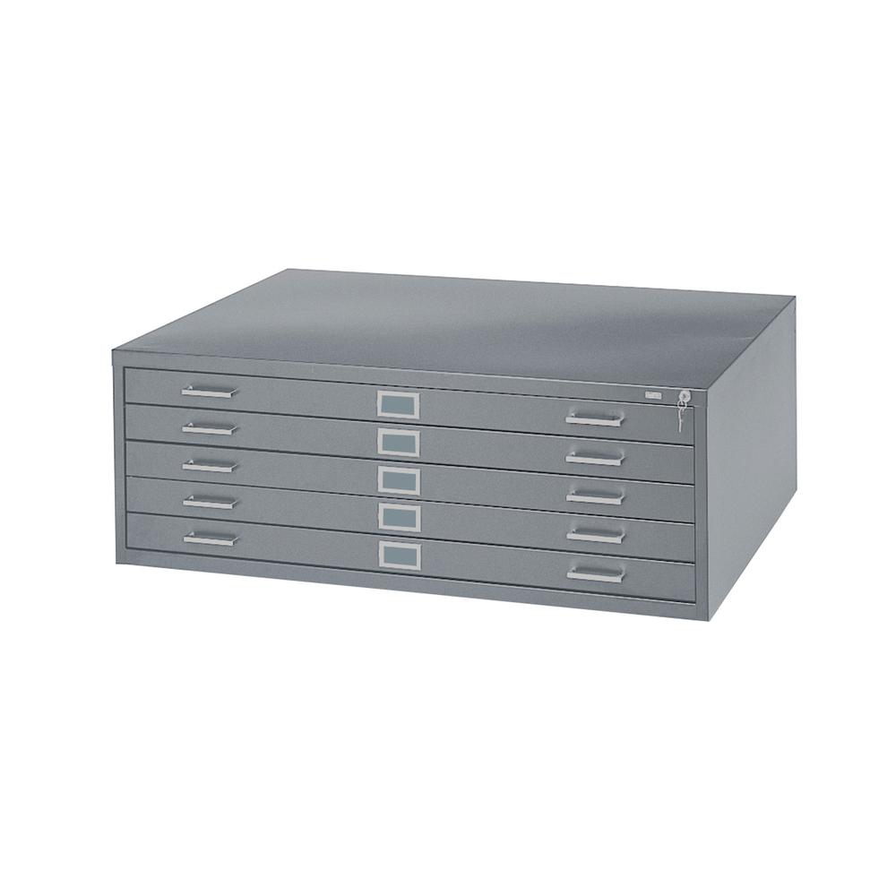 5 Drawers Steel Flat File & Base - 40.5'' x 29.5'' x 16.5'' - 5 x Drawer(s) for File - Stackable - Gray - Powder Coated - Steel - Recycled - Safco