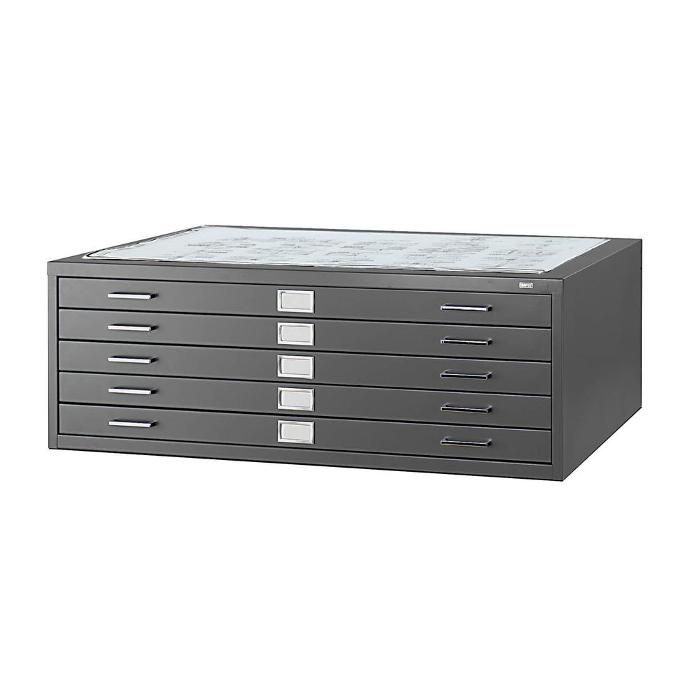 5-Drawer Steel Flat File for 30'' x 42'' D Black - Safco