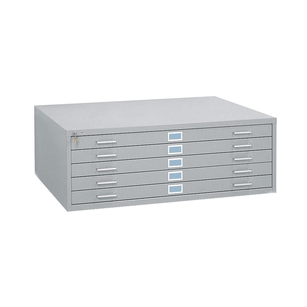 Five-Drawer Steel Flat File, 53-1/2w x 41-1/2d x 16-1/2h, Gray - Safco