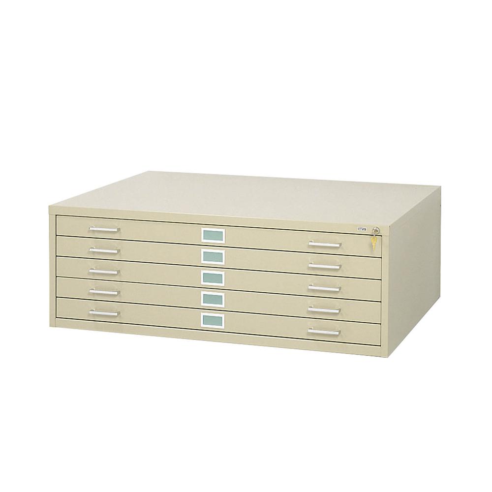 Safco 5-Drawer Steel Flat File - 41.4'' x 16.5'' x 53.4'' - 5 x Drawer(s) for File - Stackable - Tropic Sand - Powder Coated - Steel - Recycled