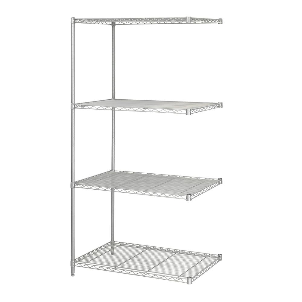 5289GR Add-On Wire Shelving - 36.0'' x 24.0'' x 72.0'' - 4 x Shelf(ves) - Dust Proof, Adjustable Leveler, Adjustable Feet - Metallic Gray - Safco