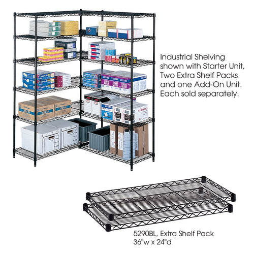 Industrial Extra Shelf Pack, 24 x 36'' Black - Safco