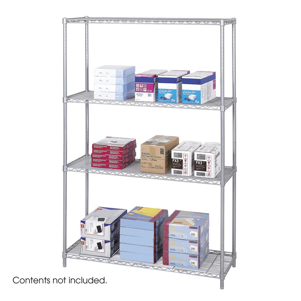 Industrial Wire Shelving - 48'' x 18'' x 72'' - 4 x Shelf(ves) - Gray - Safco