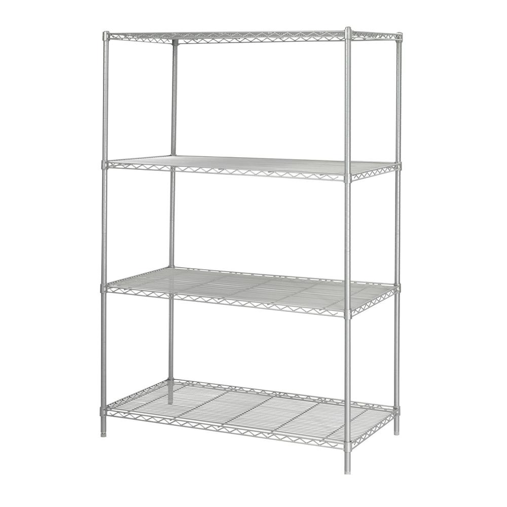 5294GR Industrial Wire Shelving - 48.0'' x 24.0'' x 72.0'' - 4 x Shelf(ves) - Metallic Gray - Safco