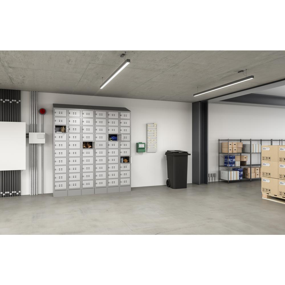 Triple Sloped Metal Locker Hood Addition 36''W x 18''D x 6''H - Gray - Safco