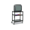 Adjustable-Height Steel AV Cart, Metal, 3 Shelves, (5) AC Outlets, 120 lb Capacity, 27.25'' x 18.25'' x 36.5'', Black - Safco