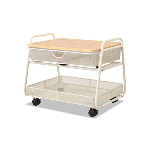 Onyx Under Desk Machine Stand, Metal, 1 Shelf, 1 Drawer, 1 Bin, 100 lb Capacity, 21'' x 16'' x 17.5'', White - Safco