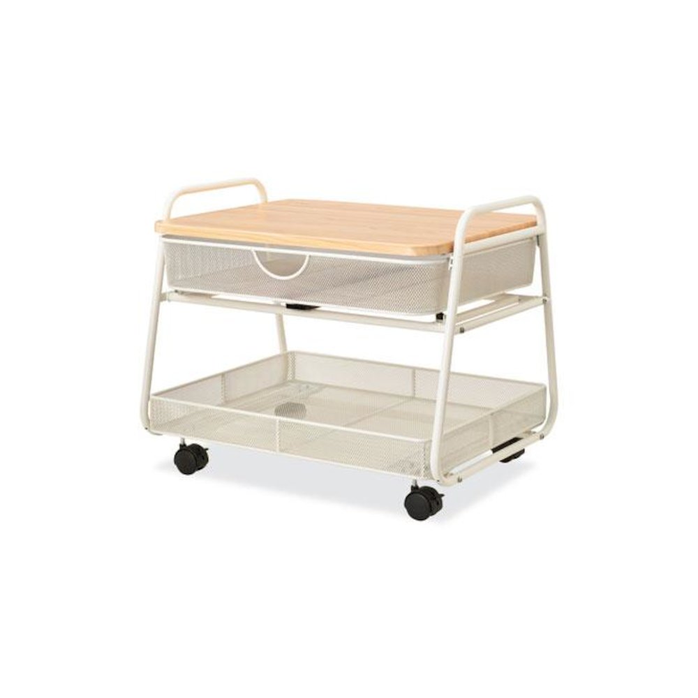 Onyx Under Desk Machine Stand, Metal, 1 Shelf, 1 Drawer, 1 Bin, 100 lb Capacity, 21'' x 16'' x 17.5'', White - Safco