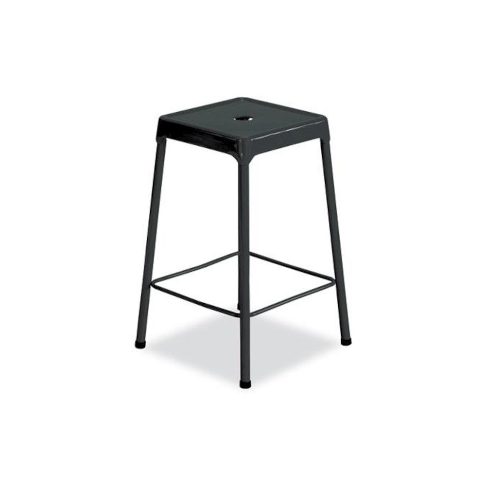 Counter-Height Steel Stool, Backless, Supports Up to 250 lb, 25'' Seat Height, Black - Safco