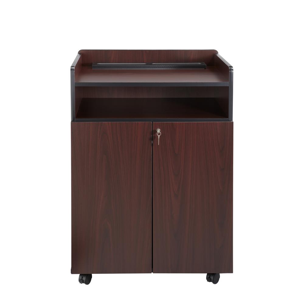 Executive Mobile Presentation Stand, 29.5w x 20.5d x 40.75h, Mahogany - Safco