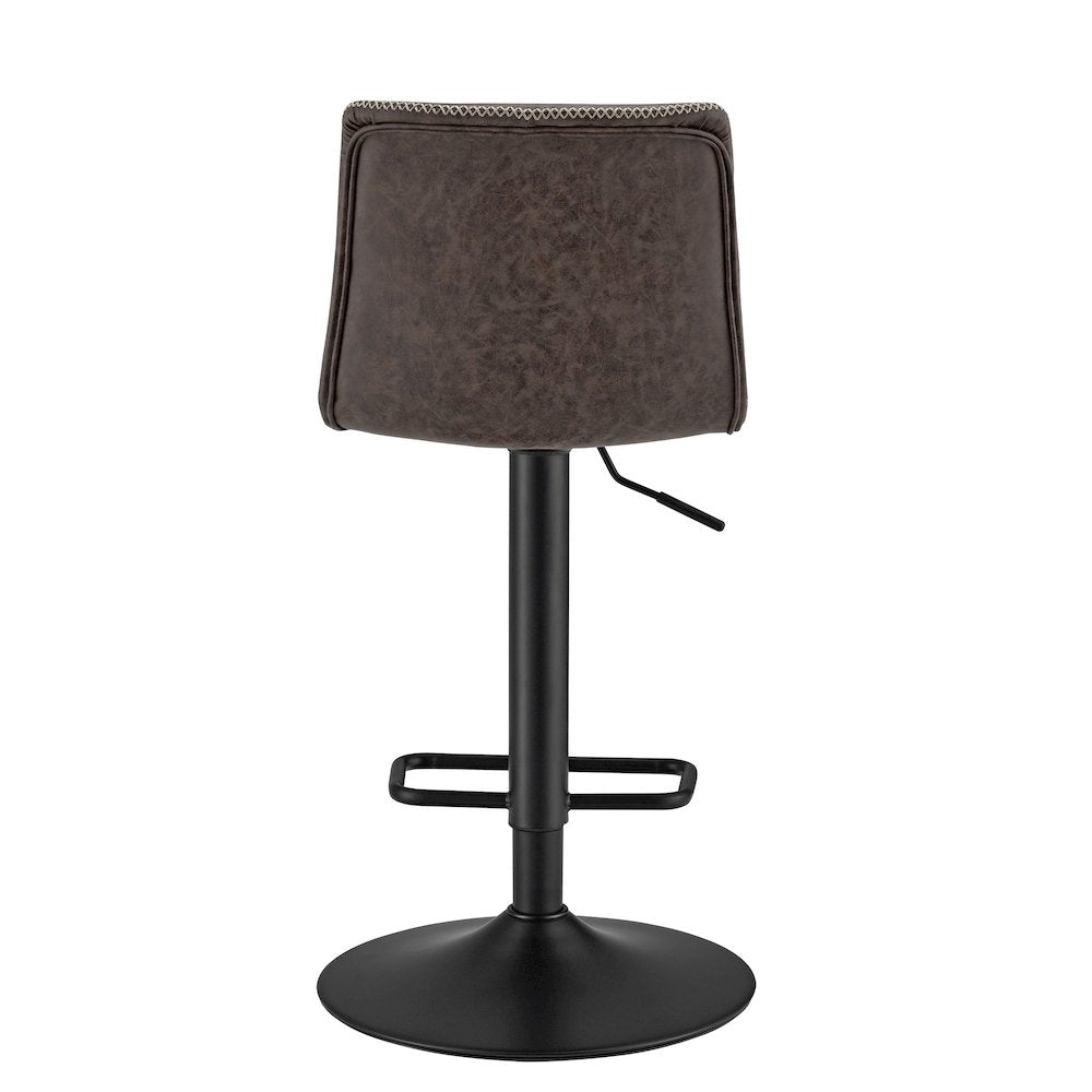 Jayden Faux Leather Low Back Gaslift Bar Stool, (Set of 2) - New Pacific Direct