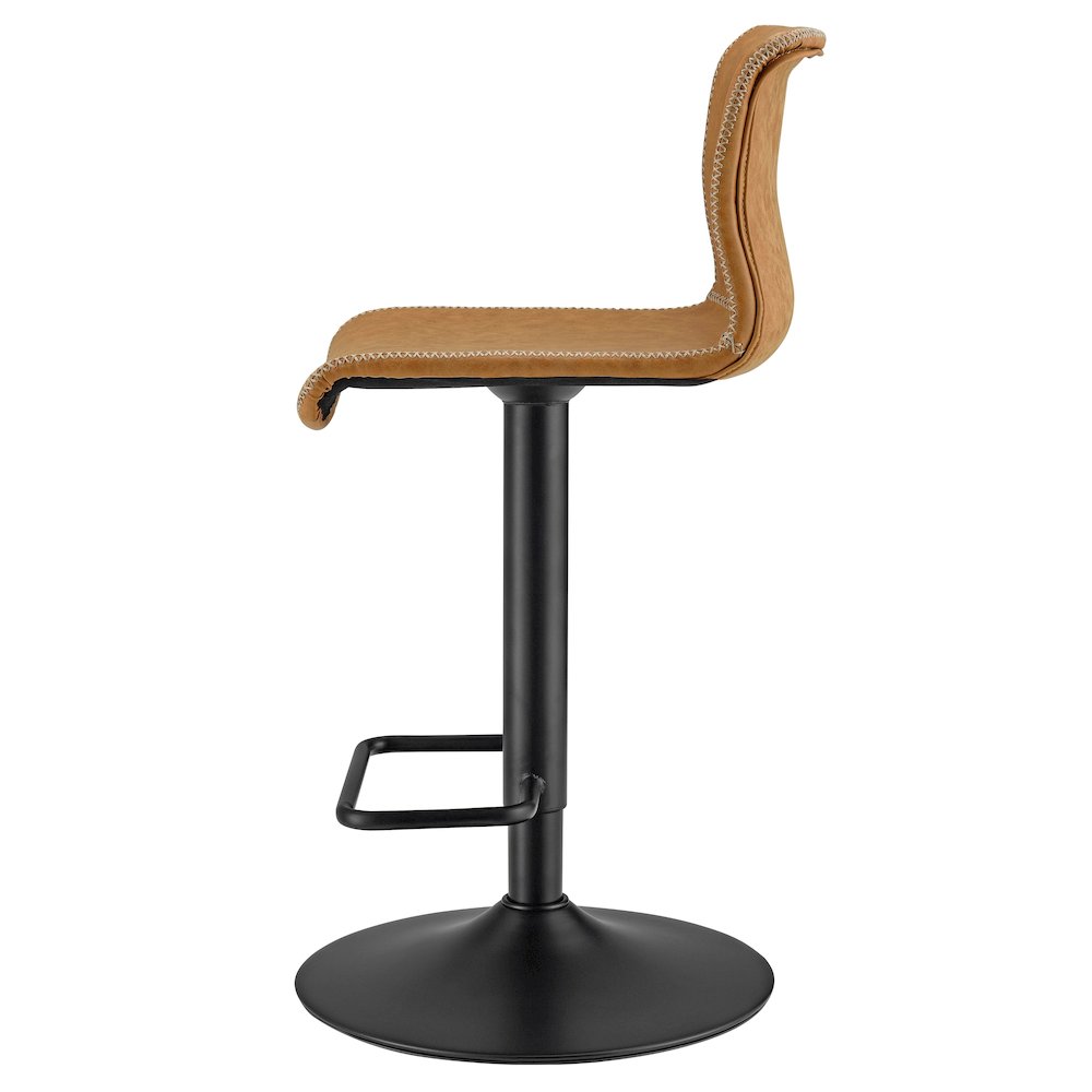 Jayden Faux Leather Low Back Gaslift Bar Stool, (Set of 2) - New Pacific Direct