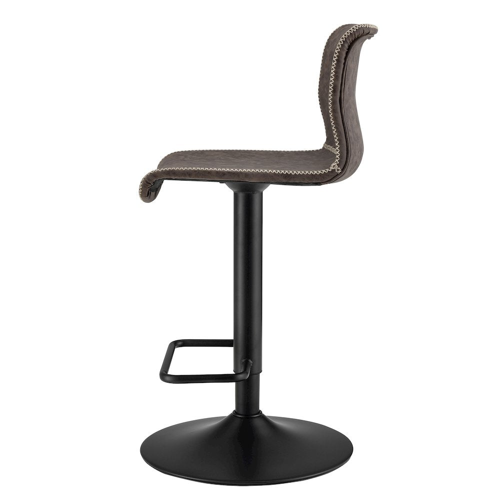 Jayden Faux Leather Low Back Gaslift Bar Stool, (Set of 2) - New Pacific Direct