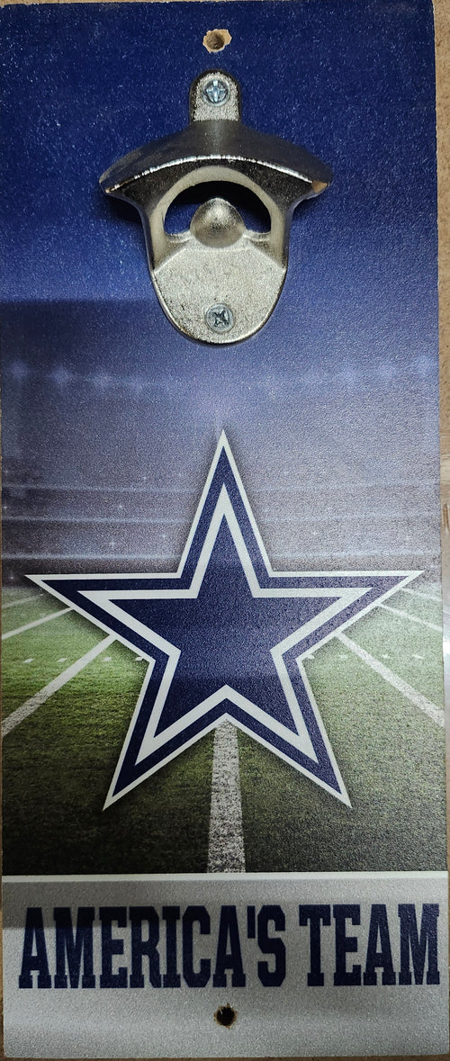 Dallas Cowboys Sign Wood 5x11 Bottle Opener Slogan - WinCraft