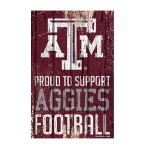 Texas A&M Aggies Sign 11x17 Wood Proud to Support Design - WinCraft