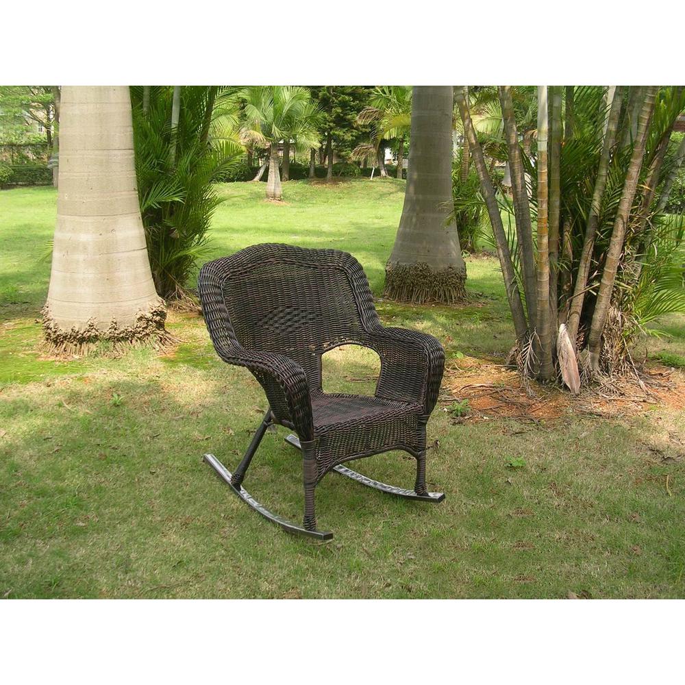 Resin Wicker Camel Back Rocking Chairs (Set of Two) - International Caravan