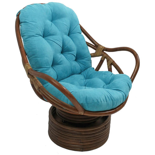 Rattan Swivel Rocker with Micro Suede Cushion - International Caravan