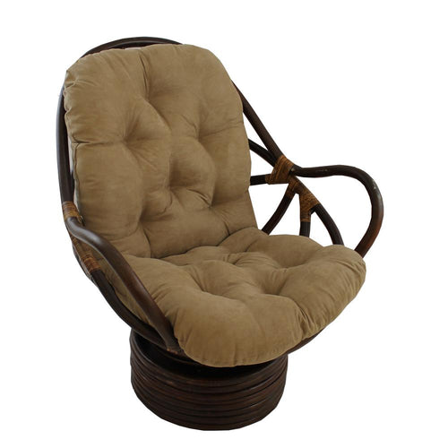 Rattan Swivel Rocker with Micro Suede Cushion - International Caravan