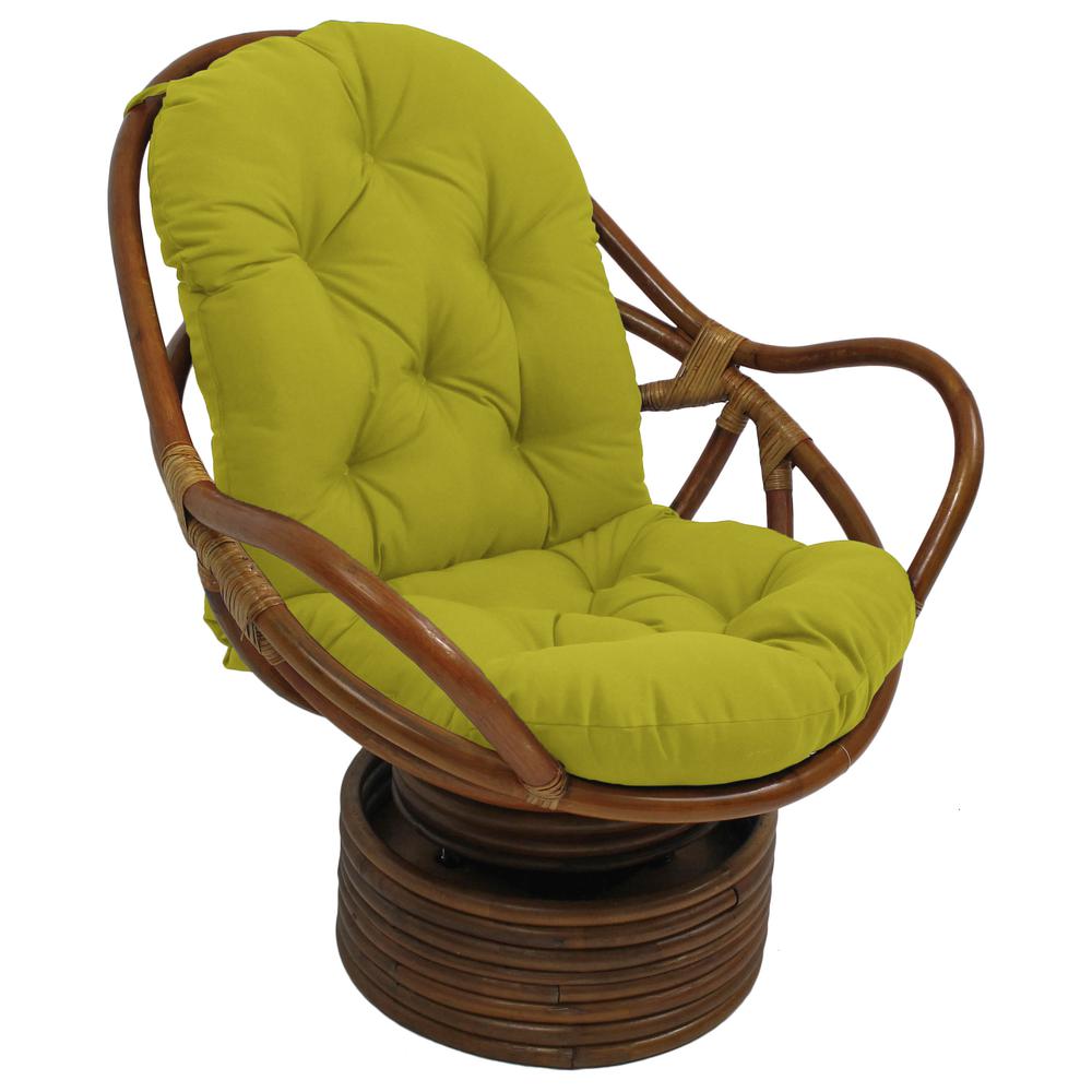 Rattan Swivel Rocker with Outdoor Fabric Cushion, Lime - International Caravan