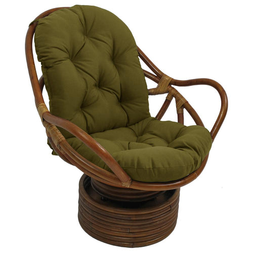 Rattan Swivel Rocker with Outdoor Fabric Cushion, Avocado - International Caravan