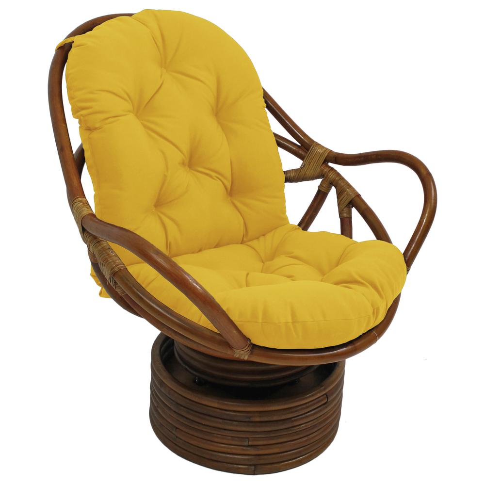 Rattan Swivel Rocker with Outdoor Fabric Cushion, Lemon - International Caravan