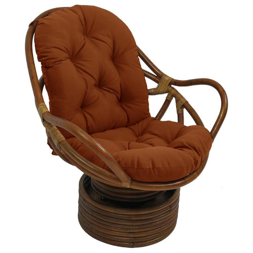Rattan Swivel Rocker with Outdoor Fabric Cushion, Cinnamon - International Caravan