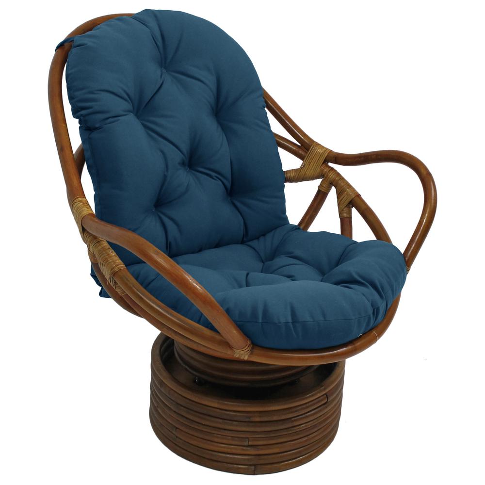 Rattan Swivel Rocker with Outdoor Fabric Cushion, Sea Blue - International Caravan