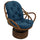 Rattan Swivel Rocker with Outdoor Fabric Cushion, Sea Blue - International Caravan